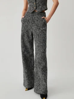 COMMENSE Pants|Matching Sets^Old Money Tweed Straight Leg Pocket Pants Black