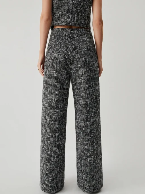 COMMENSE Pants|Matching Sets^Old Money Tweed Straight Leg Pocket Pants Black