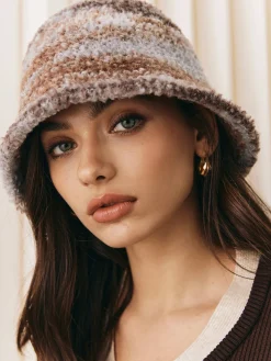 COMMENSE Hair Claws & Hats|Accessories^Ombre Plush Bucket Hat Khaki