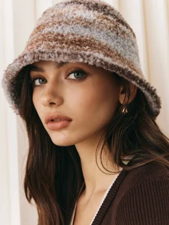 COMMENSE Hair Claws & Hats|Accessories^Ombre Plush Bucket Hat Khaki