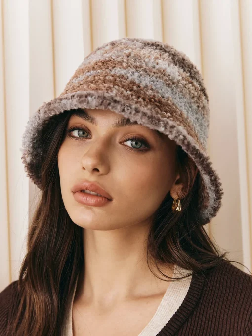 COMMENSE Hair Claws & Hats|Accessories^Ombre Plush Bucket Hat Khaki