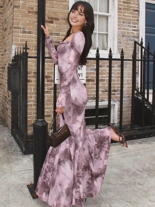 COMMENSE Dresses^Ombre Printed Fishtail Dress Pink