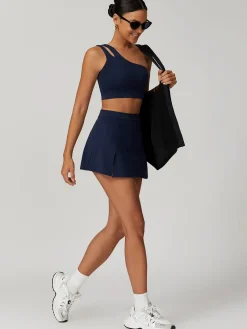 COMMENSE Activewear^One-Shoulder Quick-Drying Sports Bra Blue
