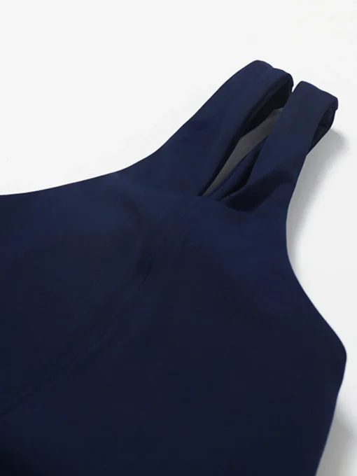 COMMENSE Activewear^One-Shoulder Quick-Drying Sports Bra Blue