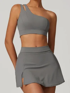 COMMENSE Activewear^One-Shoulder Quick-Drying Sports Bra Blue