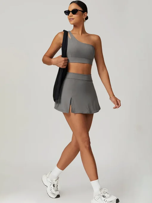 COMMENSE Activewear^One-Shoulder Quick-Drying Sports Bra Blue