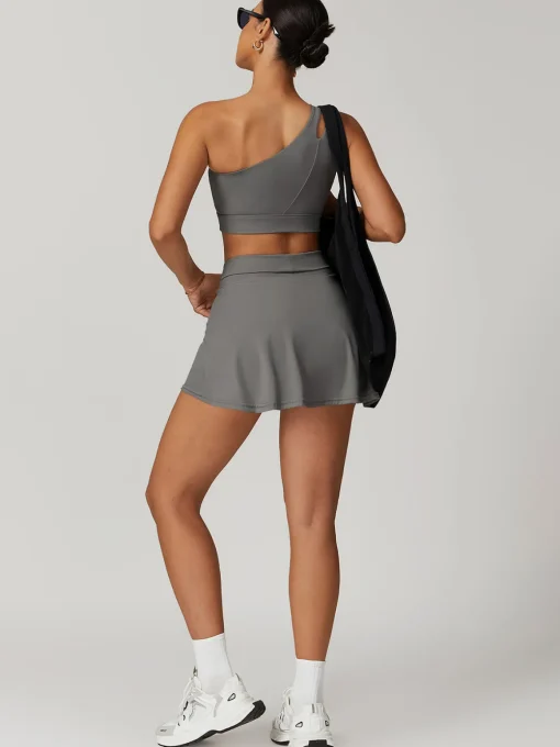 COMMENSE Activewear^One-Shoulder Quick-Drying Sports Bra Blue