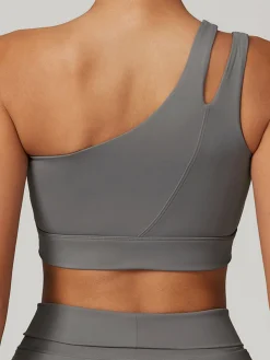 COMMENSE Activewear^One-Shoulder Quick-Drying Sports Bra Blue