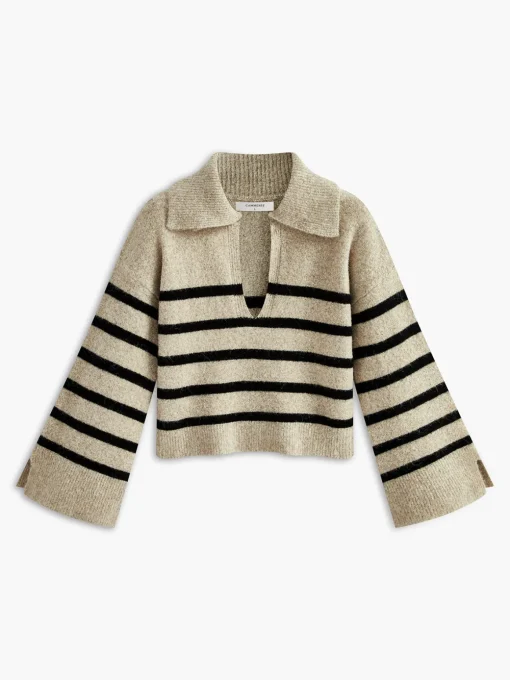 COMMENSE Sweater Tops|Sweaters & Cardigans^Oversize Striped Pullover Sweater Apricot