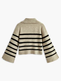 COMMENSE Sweater Tops|Sweaters & Cardigans^Oversize Striped Pullover Sweater Apricot