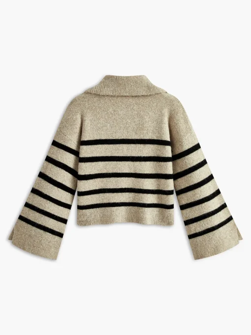 COMMENSE Sweater Tops|Sweaters & Cardigans^Oversize Striped Pullover Sweater Apricot
