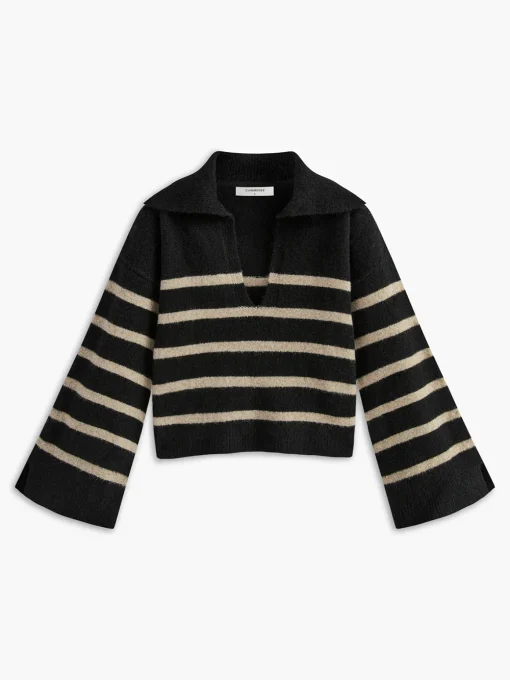 COMMENSE Sweater Tops|Sweaters & Cardigans^Oversize Striped Pullover Sweater Apricot