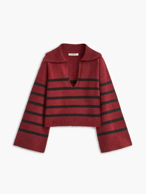 COMMENSE Sweater Tops|Sweaters & Cardigans^Oversize Striped Pullover Sweater Apricot