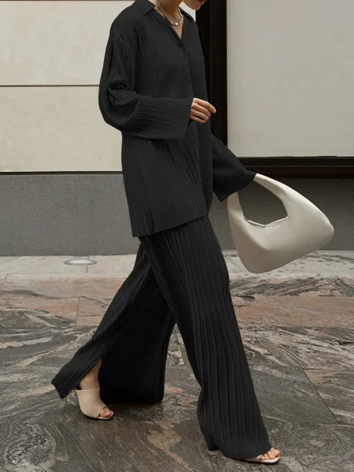 COMMENSE Pants Sets|Long Sleeve Sets^Oversized Leisure Pleat Pockets Two Piece Pants Set Off-White