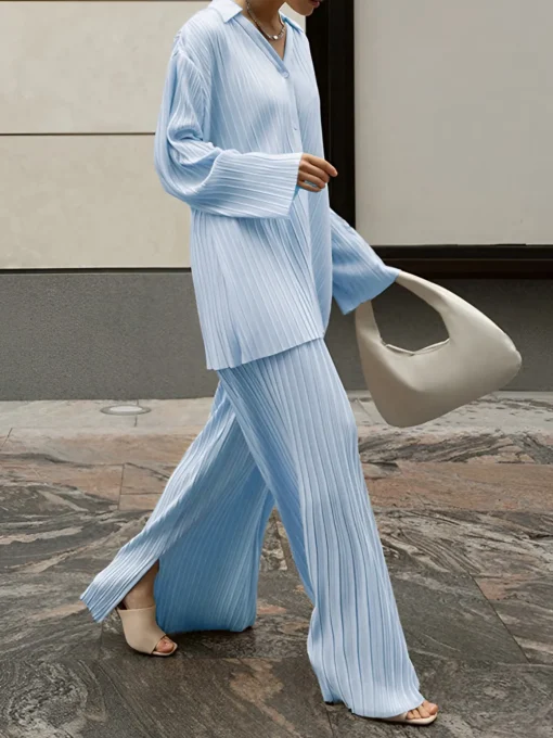 COMMENSE Pants Sets|Long Sleeve Sets^Oversized Leisure Pleat Pockets Two Piece Pants Set Off-White