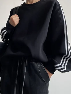COMMENSE Sweatshirts & Hoodies|Tops^Oversized Panel Sweatshirt Black