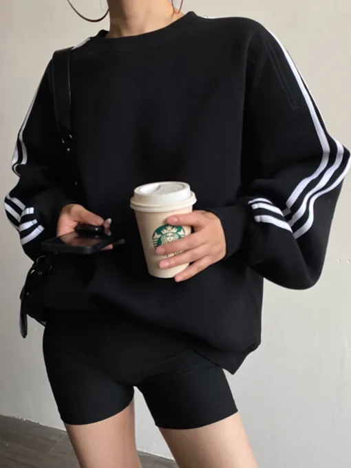 COMMENSE Sweatshirts & Hoodies|Tops^Oversized Panel Sweatshirt Black