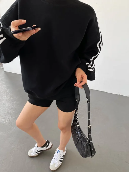 COMMENSE Sweatshirts & Hoodies|Tops^Oversized Panel Sweatshirt Black