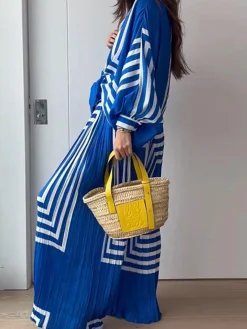 COMMENSE Pants Sets|Matching Sets^Oversized Print Vacation Pants Set Blue