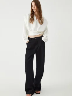 COMMENSE Blouses & Shirts|Tops^Oversized Solid Long Sleeve Blouse White