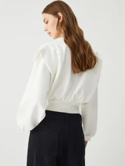 COMMENSE Blouses & Shirts|Tops^Oversized Solid Long Sleeve Blouse White