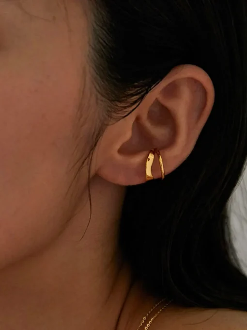 COMMENSE Earrings|Accessories^1pc Irregular Double Layer Hoop Ear Clip Gold