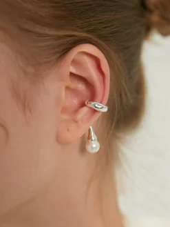 COMMENSE Earrings|Accessories^1pc Pearl Drop Ear Cuff Silver