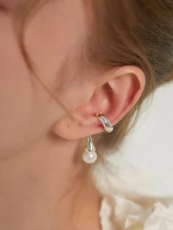 COMMENSE Earrings|Accessories^1pc Pearl Drop Ear Cuff Silver