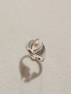 COMMENSE Rings & Bracelets|Accessories^1pc Pearl In Shell Open Ring Silver