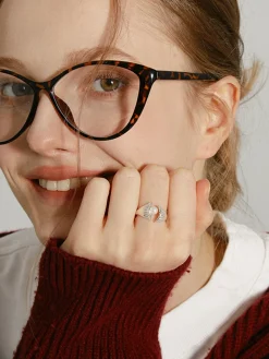 COMMENSE Rings & Bracelets|Accessories^1pc Pearl In Shell Open Ring Silver