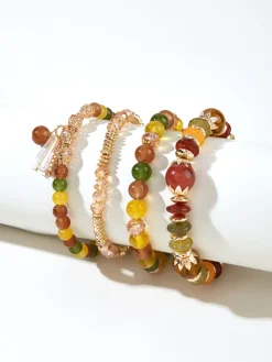 COMMENSE Rings & Bracelets|Accessories^4PCS Artificial Crystal Beaded Bracelet Multicolor