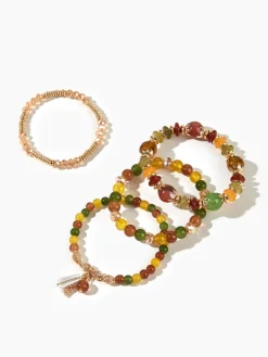 COMMENSE Rings & Bracelets|Accessories^4PCS Artificial Crystal Beaded Bracelet Multicolor