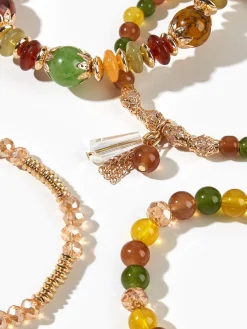 COMMENSE Rings & Bracelets|Accessories^4PCS Artificial Crystal Beaded Bracelet Multicolor