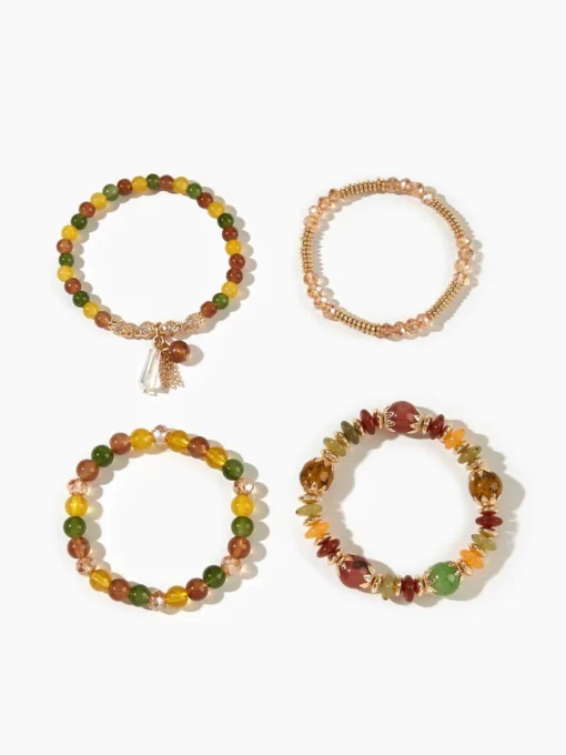 COMMENSE Rings & Bracelets|Accessories^4PCS Artificial Crystal Beaded Bracelet Multicolor