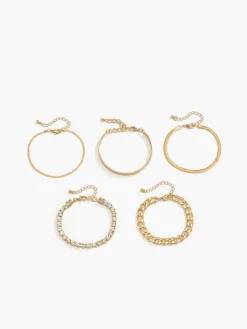 COMMENSE Rings & Bracelets|Accessories^5pcs Rhinestone Snake Chain Bracelet Gold