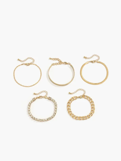 COMMENSE Rings & Bracelets|Accessories^5pcs Rhinestone Snake Chain Bracelet Gold