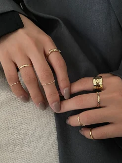 COMMENSE Rings & Bracelets|Accessories^8pcs Simple Ring Gold