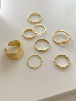 COMMENSE Rings & Bracelets|Accessories^8pcs Simple Ring Gold