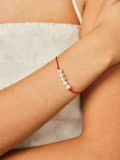 COMMENSE Rings & Bracelets|Accessories^Pearl Beaded String Lucky Bracelet Red
