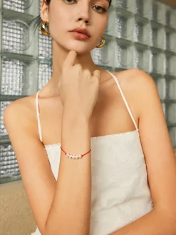 COMMENSE Rings & Bracelets|Accessories^Pearl Beaded String Lucky Bracelet Red