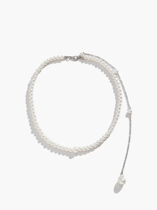 COMMENSE Necklaces|Accessories^Pearl Beaded Tassel Necklace Silver