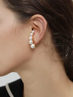 COMMENSE Earrings|Accessories^Pearl Clip Earrings With Spacer Gold