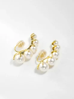 COMMENSE Earrings|Accessories^Pearl Clip Earrings With Spacer Gold