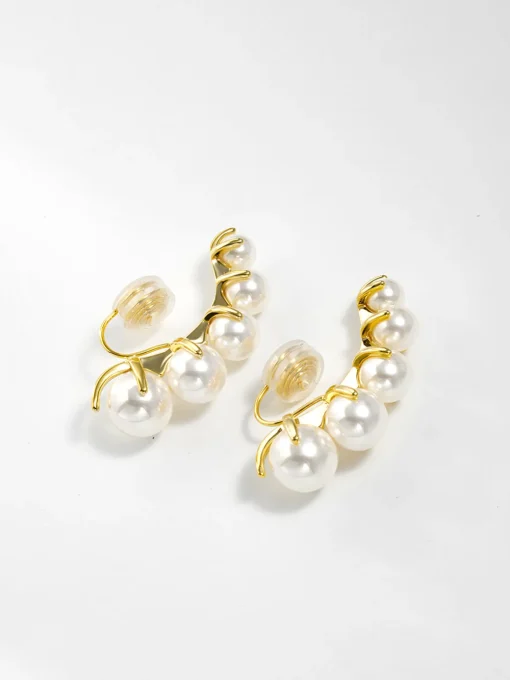 COMMENSE Earrings|Accessories^Pearl Clip Earrings With Spacer Gold