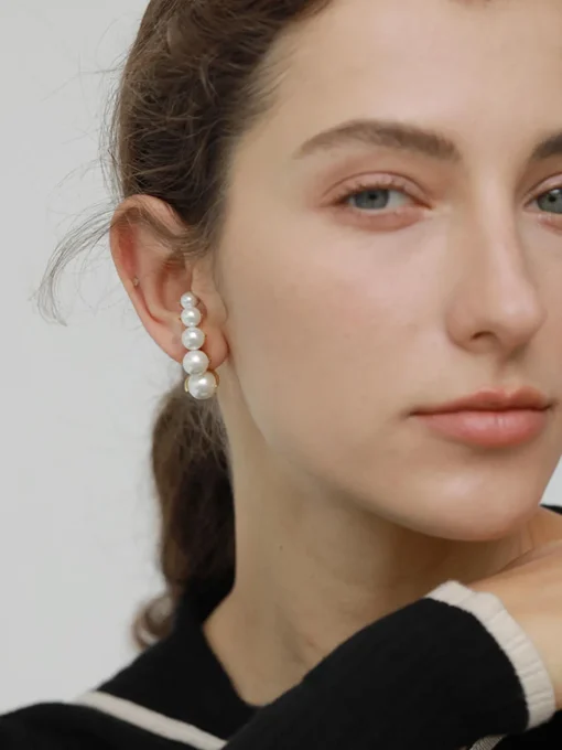 COMMENSE Earrings|Accessories^Pearl Clip Earrings With Spacer Gold