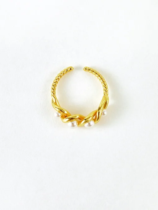 COMMENSE Rings & Bracelets|Accessories^Pearl Decor Twist Open Ring Golden