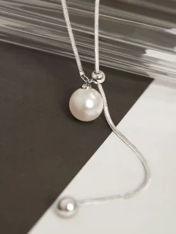 COMMENSE Necklaces|Accessories^Pearl Lariat Y-Shape Necklace Silver