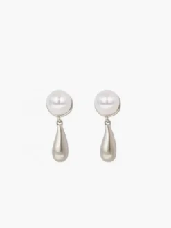 COMMENSE Earrings|Accessories^Pearl Water Drop Charm Earrings Silver