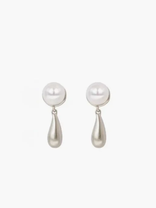 COMMENSE Earrings|Accessories^Pearl Water Drop Charm Earrings Silver