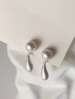 COMMENSE Earrings|Accessories^Pearl Water Drop Charm Earrings Silver